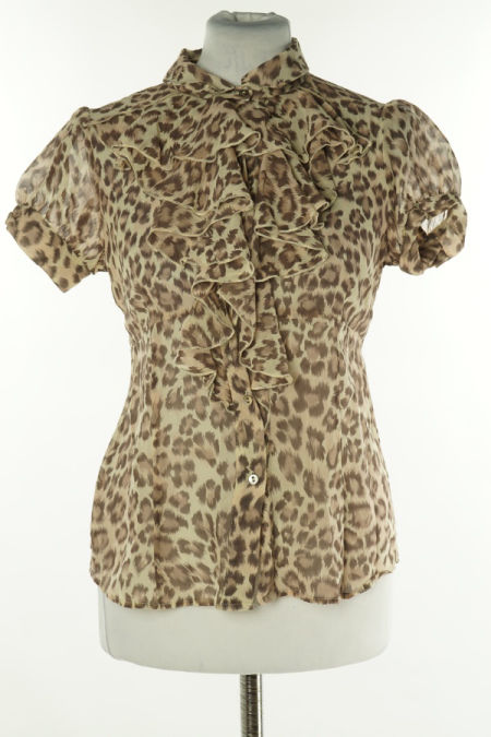 Koszula beżowa w cętki jedwabna