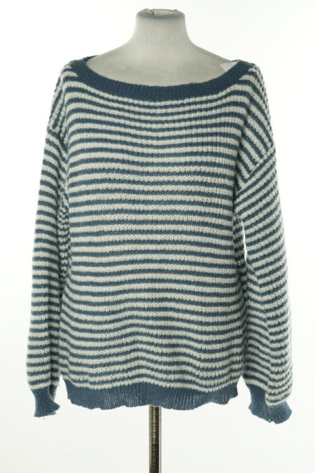 Sweter niebiesko-biały w paski