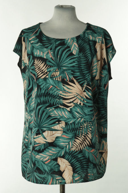 Bluzka z czarnym tyłem i roślinnym wzorem z przodu