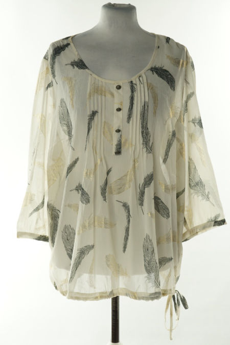 Bluzka prześwitująca biała w pióra