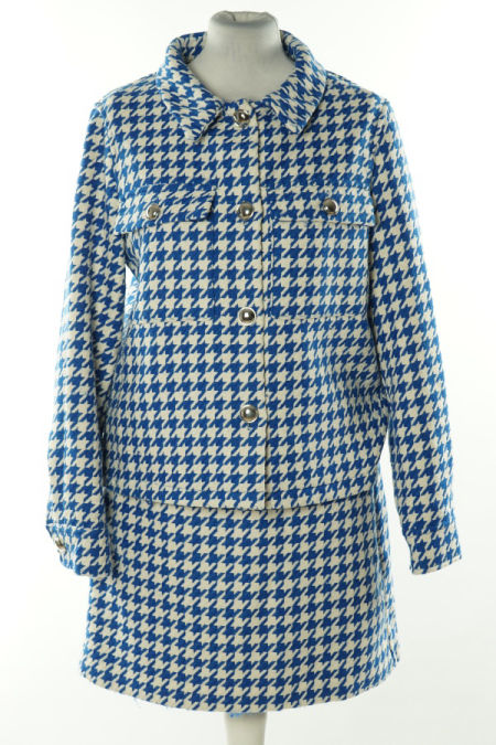 Spódnica+marynarka biało-niebieska w pepitkę