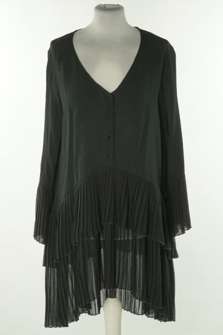 Tunika czarna z plisowanym dołem, ZARA