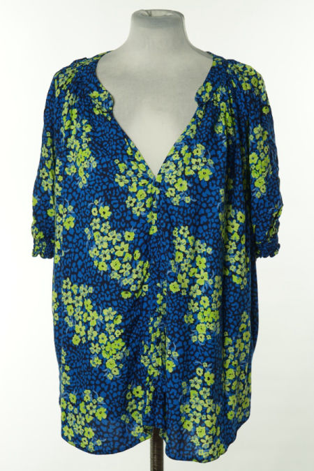Bluzka granatowa w niebiesko zielone kwiatki