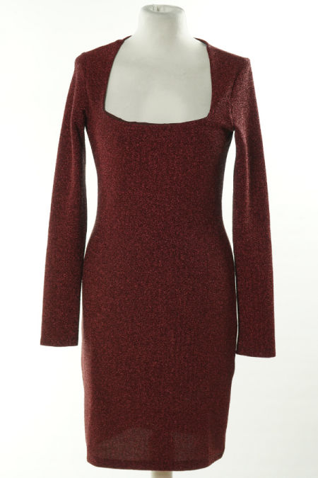 Sukienka bordowa z błyszcząca nitką H&M