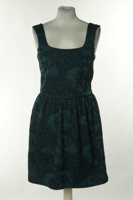 Sukienka zielona w czarne wzory