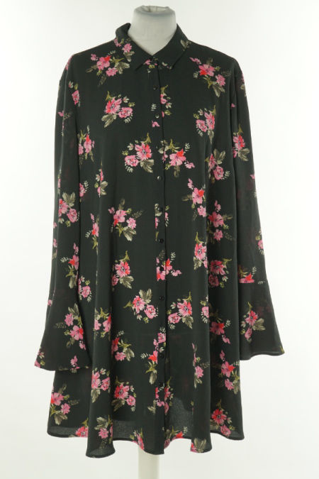 Tunika czarna kwiecista koszulowa
