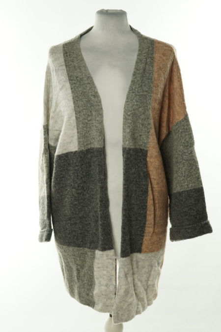 Narzutka sweterkowa szaro-brzoskwiniowa