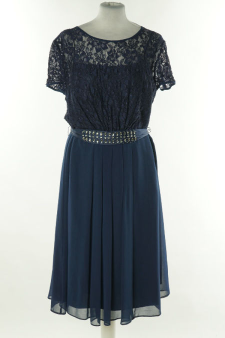 Sukienka granatowa z koronkową górą