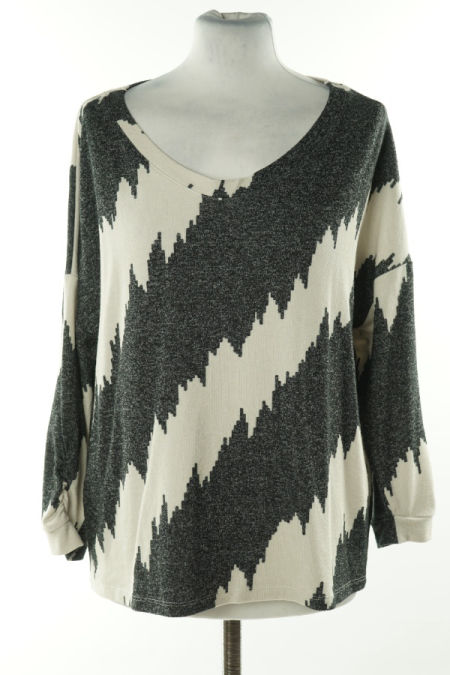 Sweter szaro-kremowy