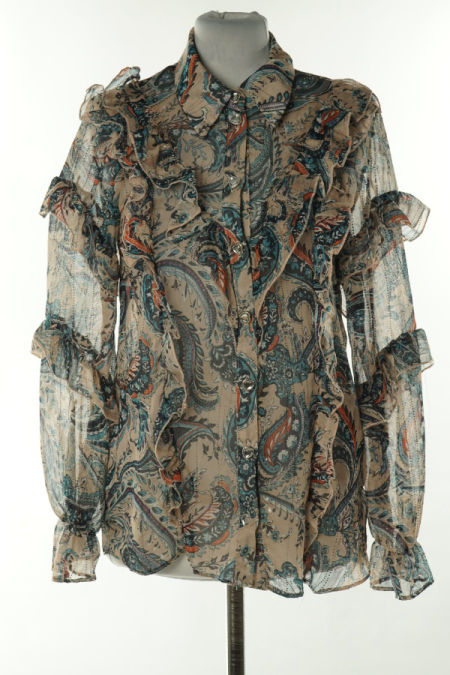 Koszula beżowa wzorzysta z falbankami