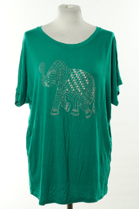 Bluzka zielona z cyrkoniowym słoniem