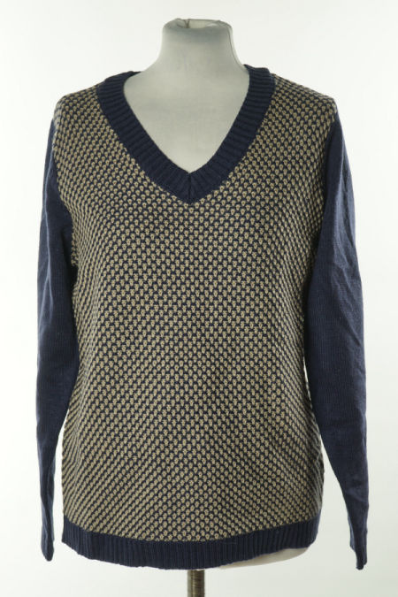 Sweter granatowo - beżowy