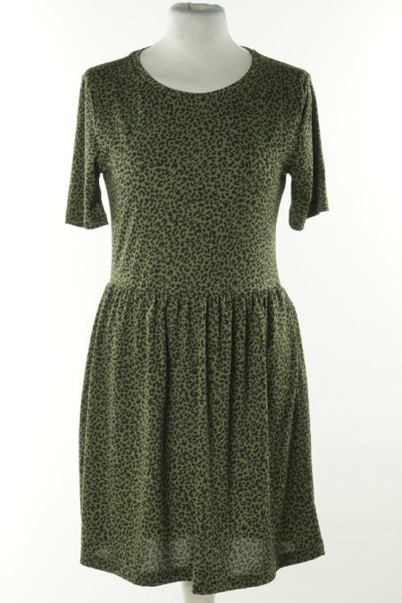 Sukienka zielona w czarne cętki