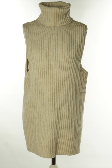 Kamizelka beżowa sweterkowa prążkowana