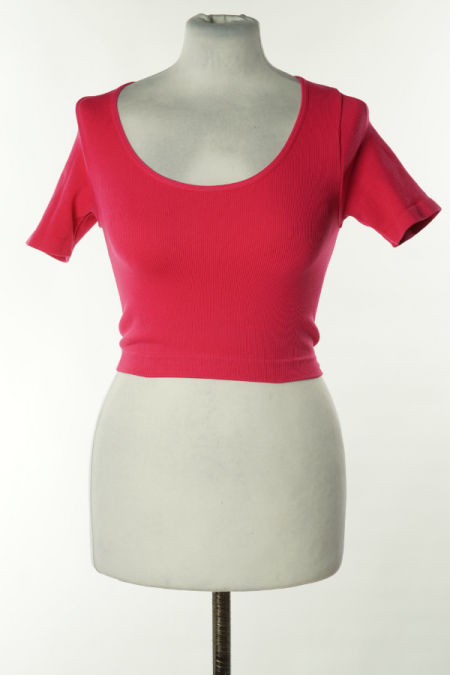 Top różowy prążkowany sportowy