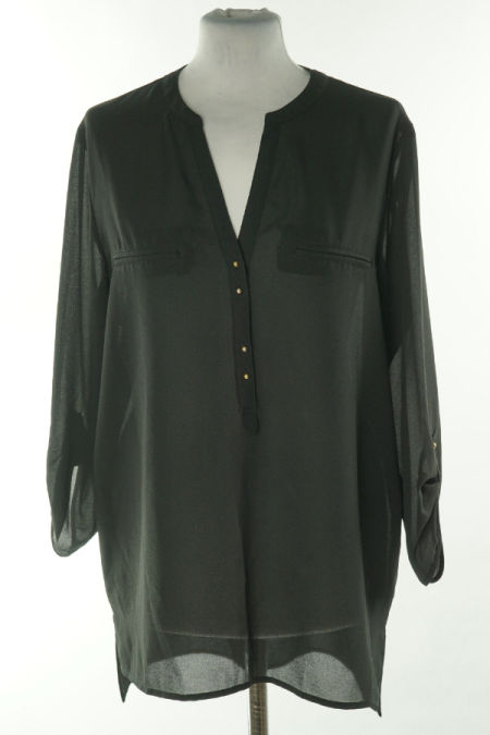 Bluzka czarna koszulowa prześwitująca