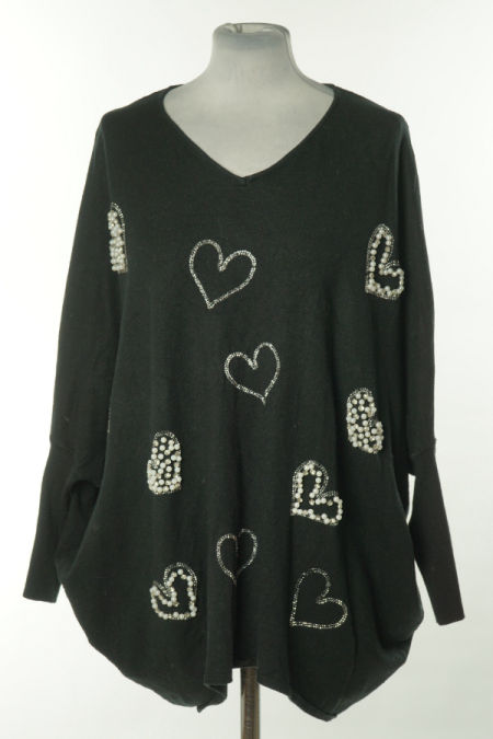 Sweter czarny w serca