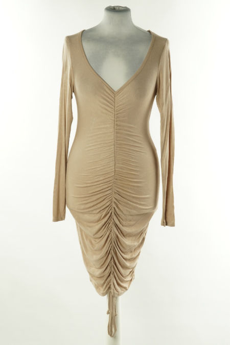 Sukienka kawowa drapowana