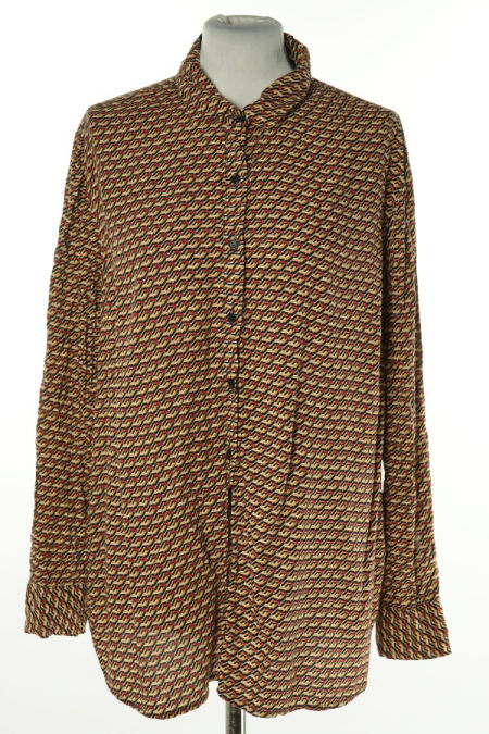 Koszula bordowo-miodowa wzorzysta