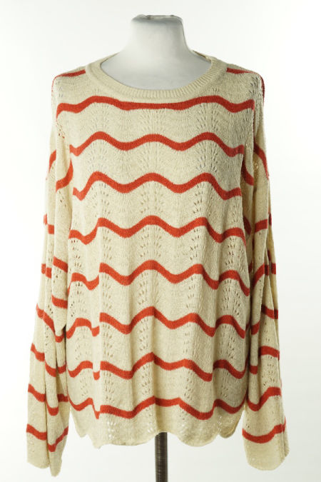 Sweter beżowy w czerwone paski, PRIMARK