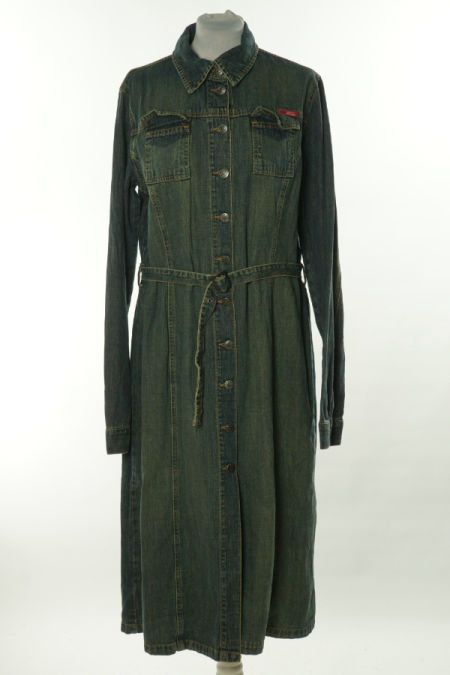 Sukienka niebieska jeansowa z paskiem