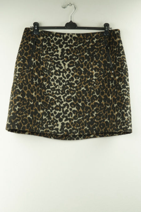 Spódnica beżowa w czarno-brązowe cętki