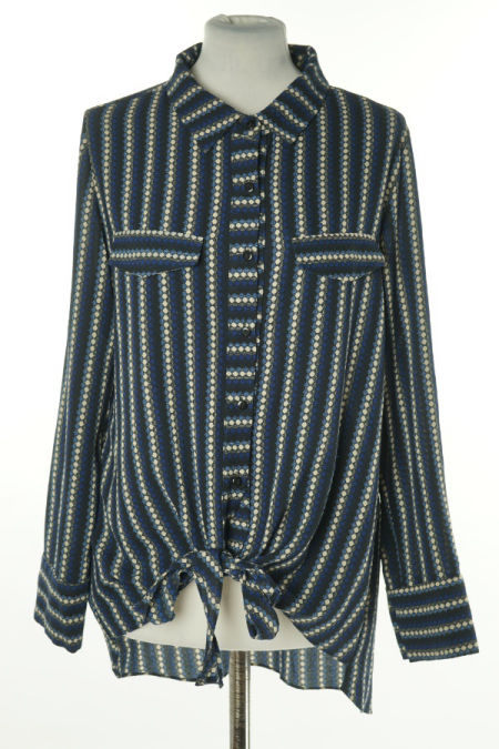 Koszula granatowa w kremowe kropki