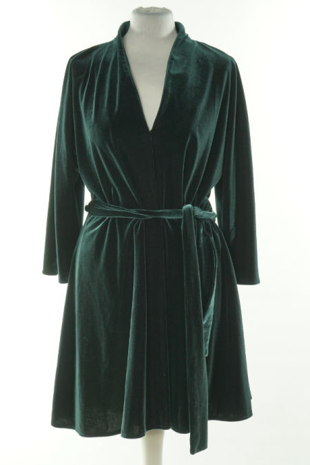 Sukienka zielona welurowa z paskiem