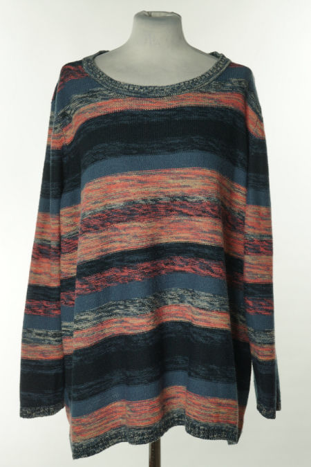 Sweter granatowo - różowy