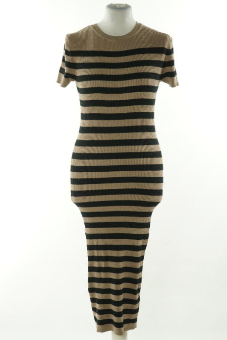 Sukienka prążkowana brązowa w czarne paski