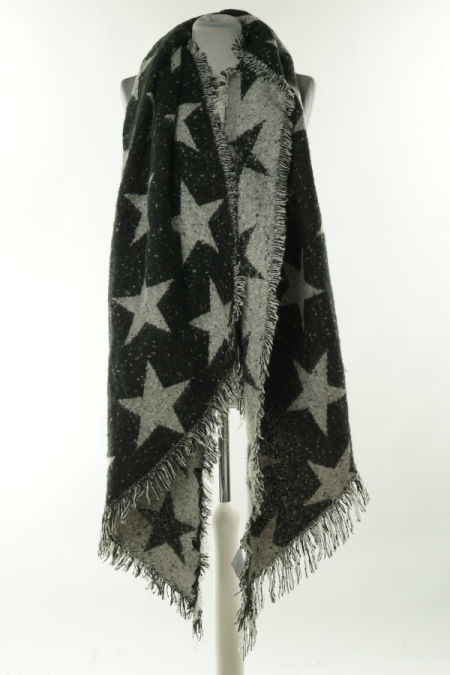 Szal szaro-czarny w gwiazdy