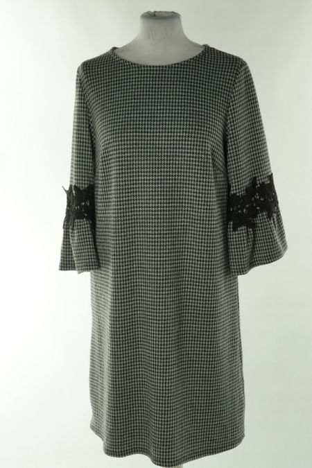 Sukienka szaro-czarna w pepitkę