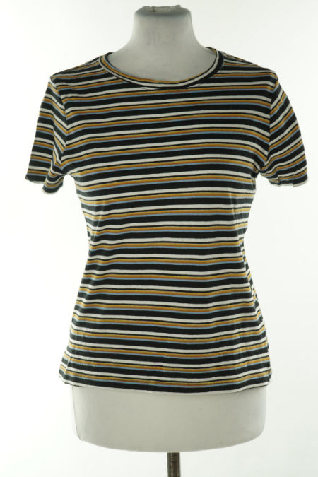 Koszulka czarna w niebiesko-żółte paski