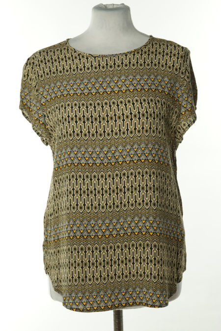 Bluzka beżowo czarna wzorzysta