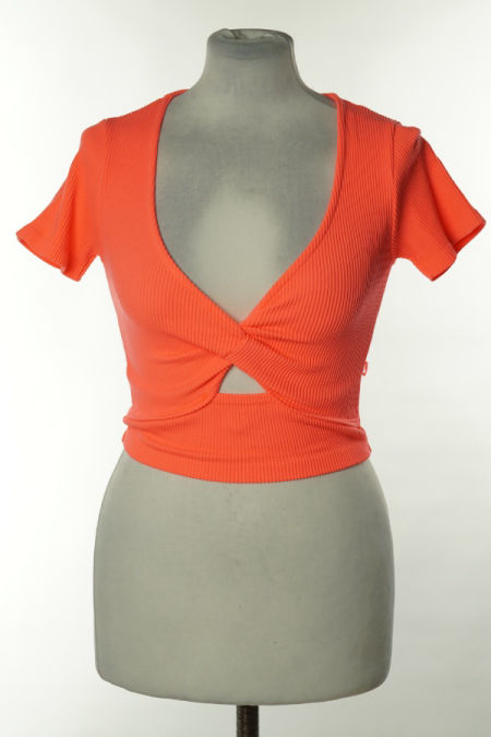 Top pomarańczowy prążkowany
