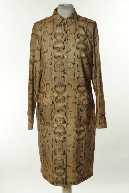 Sukienka beżowa wężowa zapinana