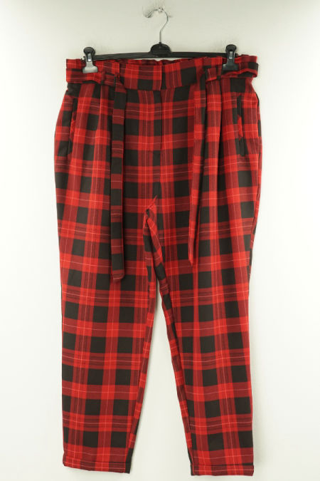 Spodnie materiałowe czerwone w kratkę, PRIMARK