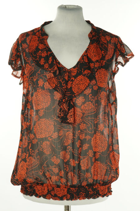 Bluzka czarna w czerwone kwiaty