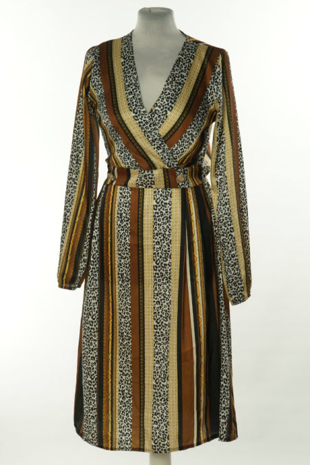 Sukienka brązowo-biała w cętki