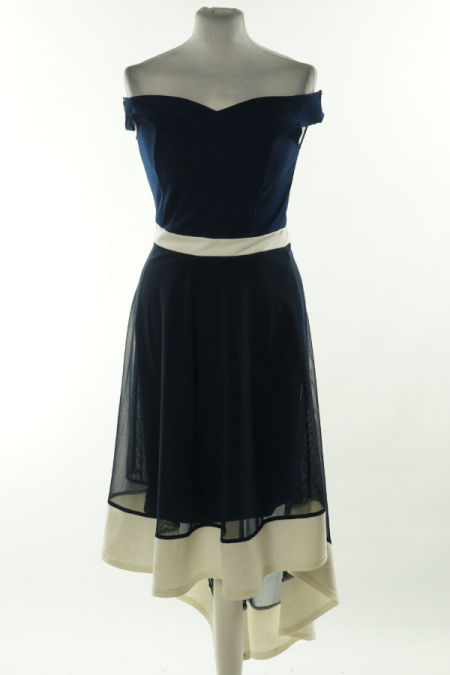 Sukienka granatowa z dłuższym tyłem