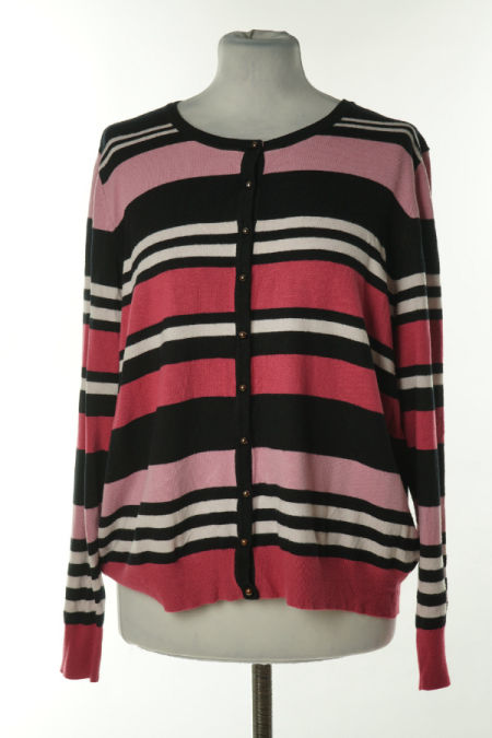 Kardigan różowo-czarny w paski