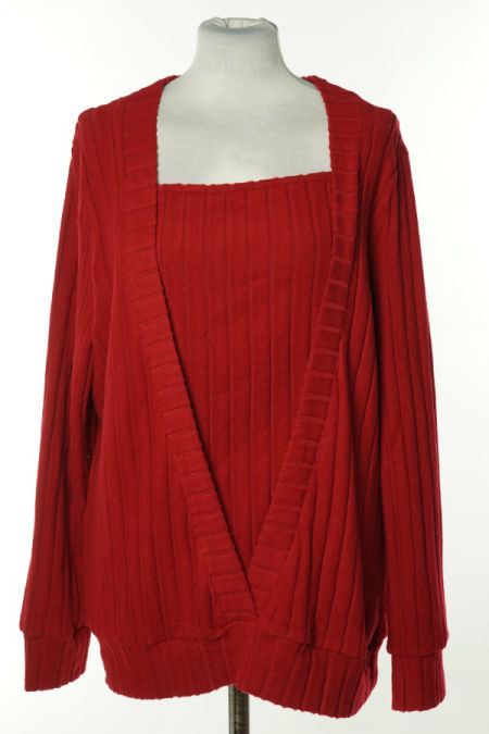 Bluzka czerwona prążkowana sweterkowa