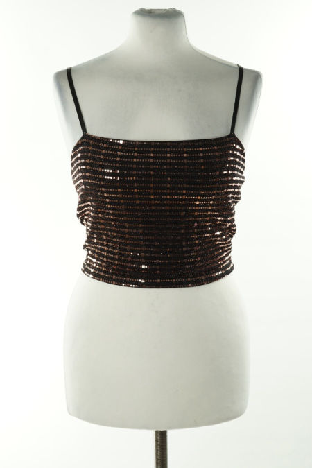 Top czarny w miedziane cekiny