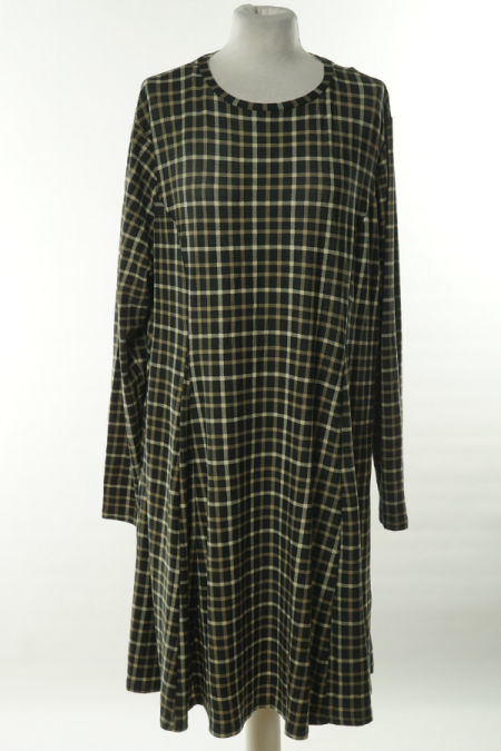 Sukienka czarna w beżową kratkę