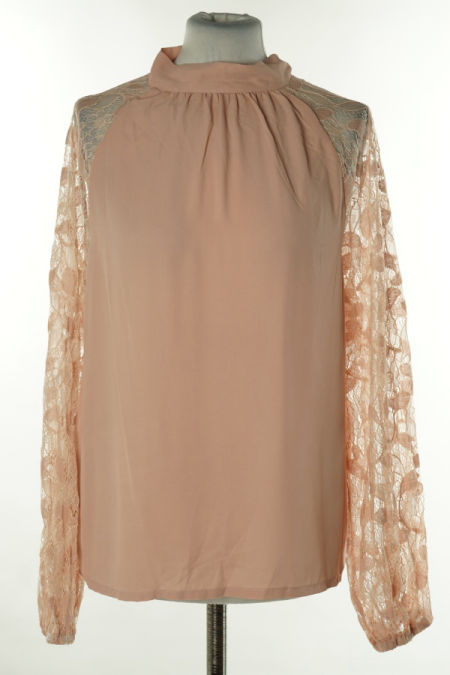 Bluzka brudy róż z koronkowymi rękawami