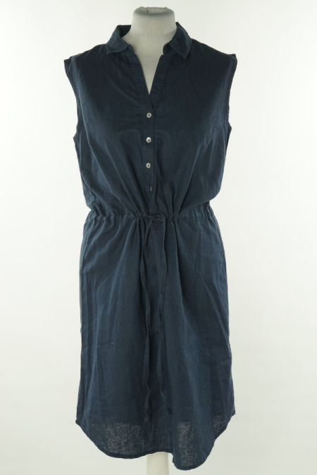 Sukienka granatowa ze ściąganiem w talii