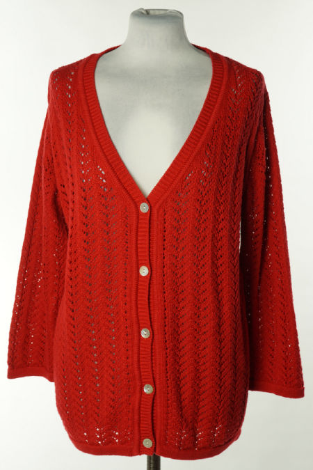 Kardigan czerwony ażurkowy