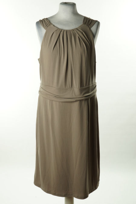 Sukienka oliwskwa gładka na ramiaczkach