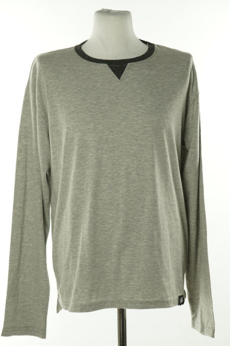 Bluzka szara gładka z długim rękawem