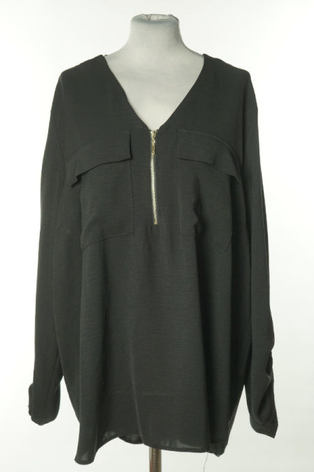 Bluzka czarna z kieszeniami i suwakiem